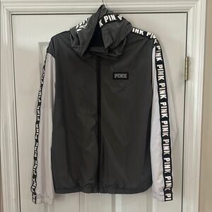 Gray and White PINK Windbreaker Jacket